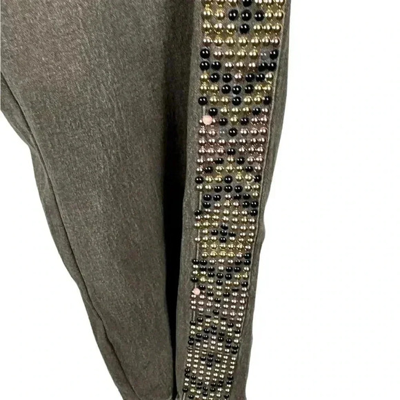 DG2 Diane Gilman tan/gray denim pants decorative studs on bottom size 22W tall - Picture 4 of 9